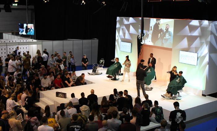 An image of a seminar stage at a trade industry show designed built and delivered by Production 78